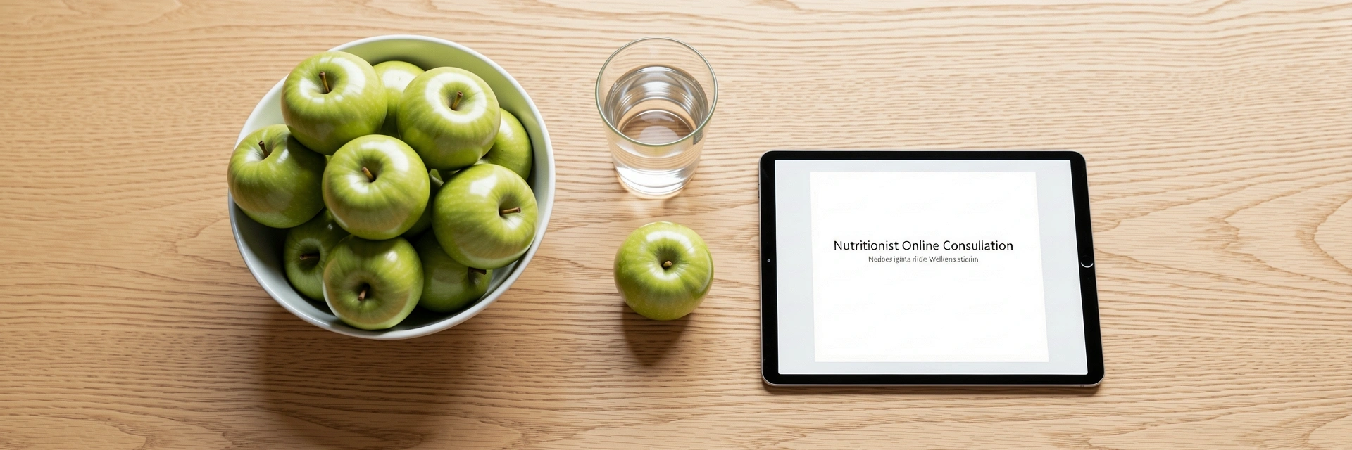 Frisches Obst und Wasser als Symbol für gesunde Gewohnheiten